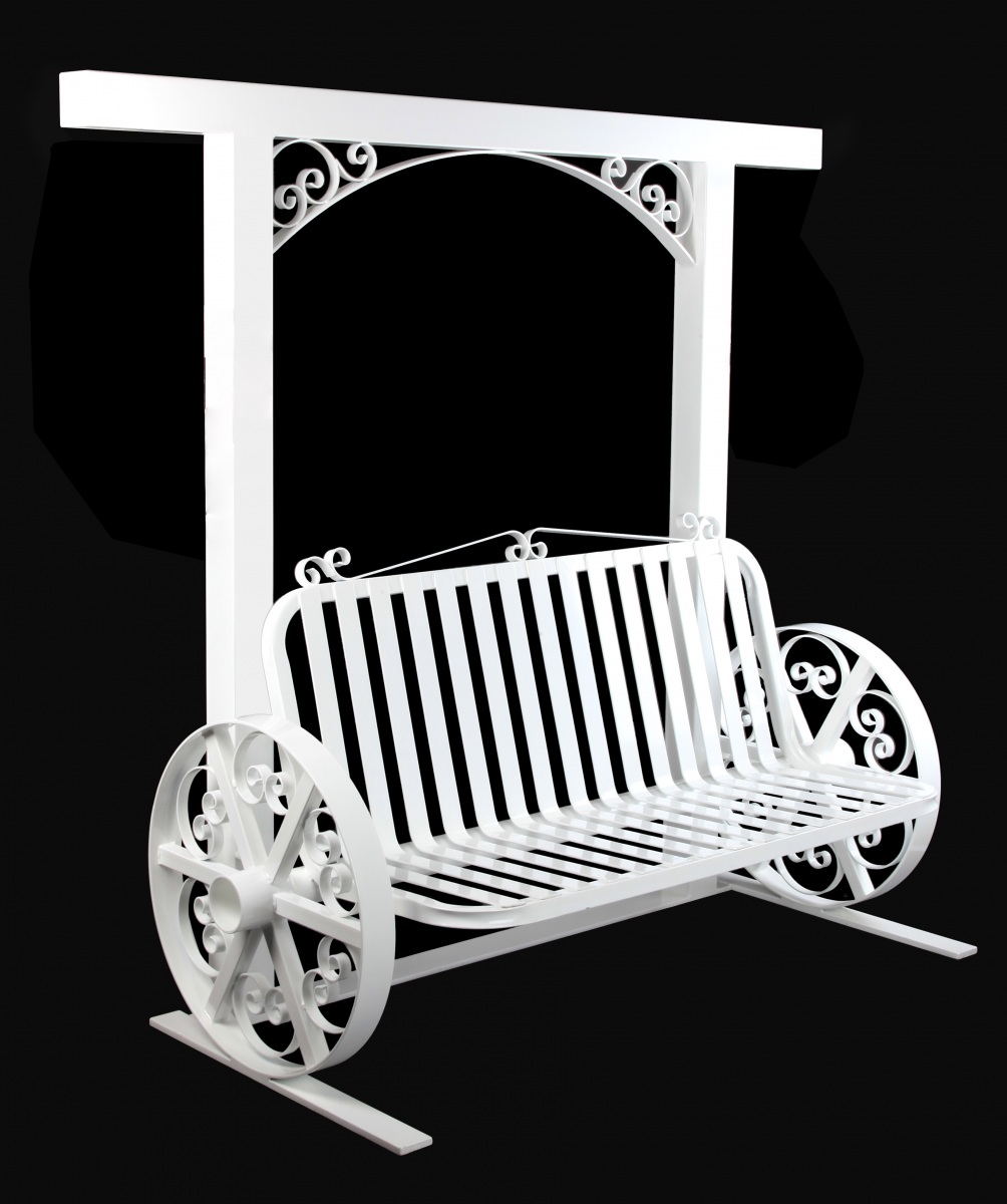 Wagon-wheel-scroll-bench-and-arch